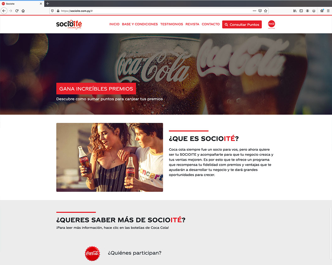 pagina web sociote coca cola